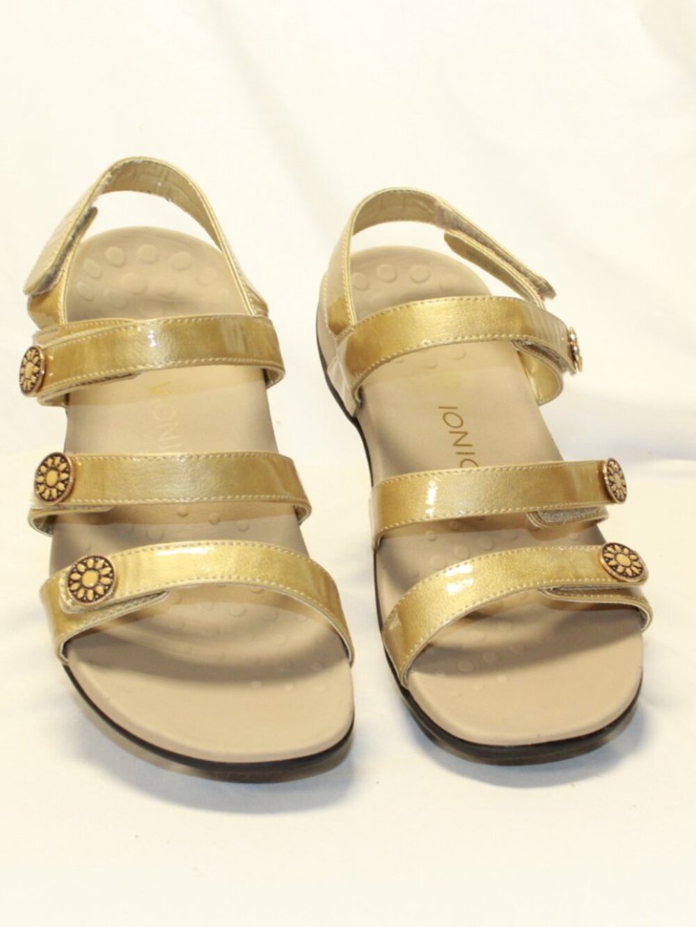 Vionic Size 9 Gold CATHY Strappy Orthoheel Comfort Adjustable Sandals TVW4089